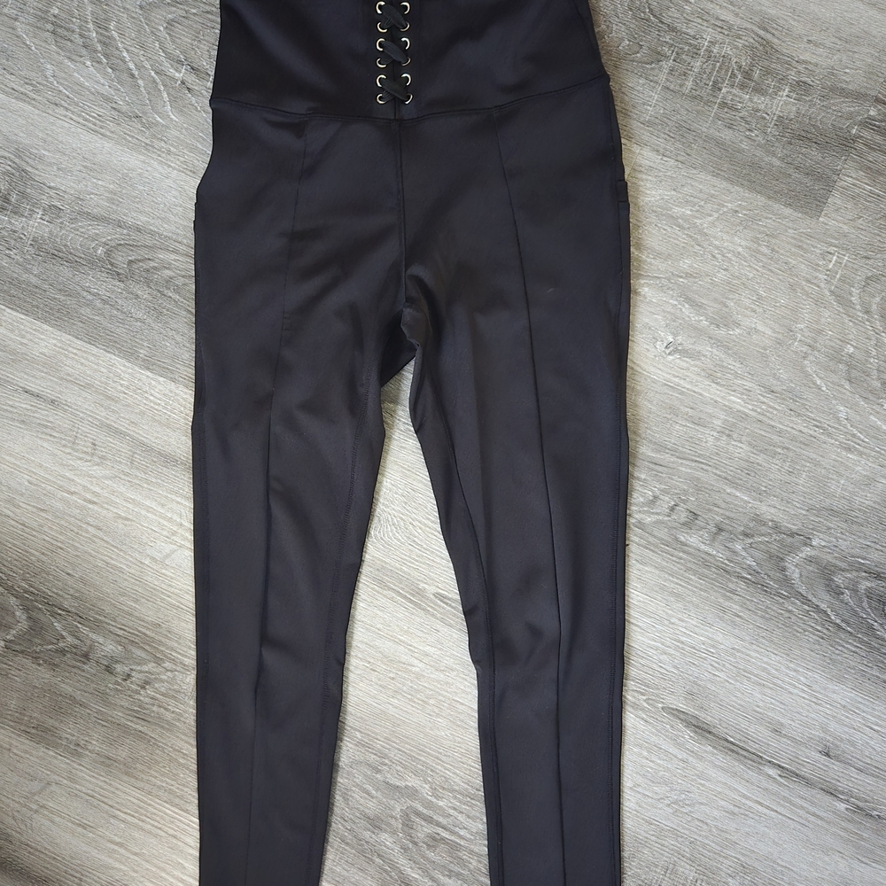 POP Fit Black Lace-Up Skinny Pants